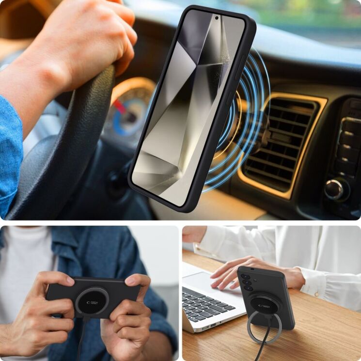 Защитный чехол Tech-Protect Liquid Silicone MagSafe для Samsung Galaxy S25 Plus (S936) 5906302322305 - Black: фото 4 из 4