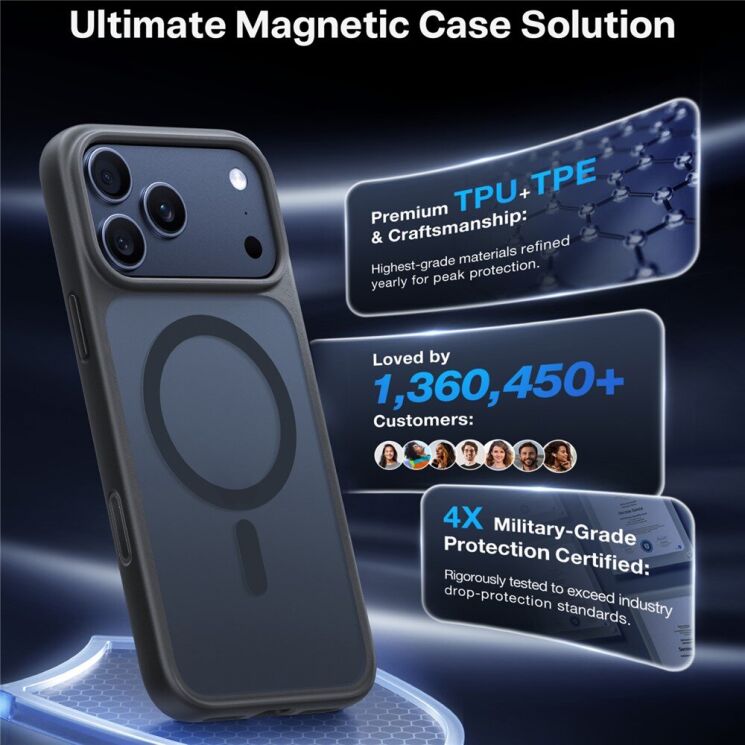 Захисний чохол TORRAS Guardian MagSafe для Apple iPhone 17 Pro - Black: фото 7 з 8