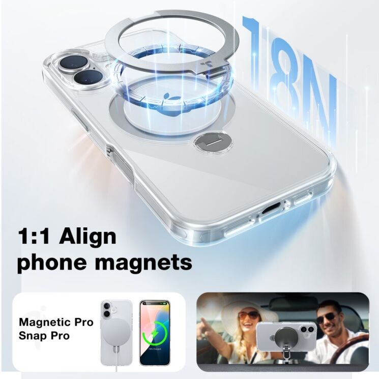 Защитный чехол TORRAS Ostand Spin MagSafe для Apple iPhone 16 - White: фото 4 из 7