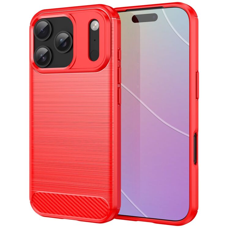 Захисний чохол UniCase Carbon для Apple iPhone 17 Pro - Red: фото 1 з 11