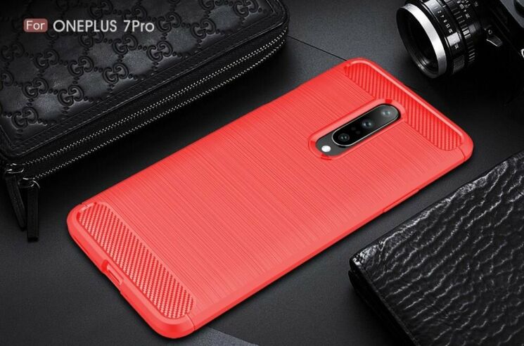 Захисний чохол UniCase Carbon для OnePlus 7 Pro - Red: фото 2 з 11