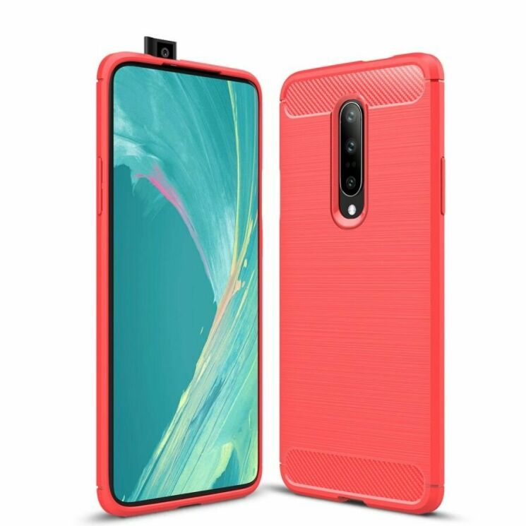 Захисний чохол UniCase Carbon для OnePlus 7 Pro - Red: фото 1 з 11