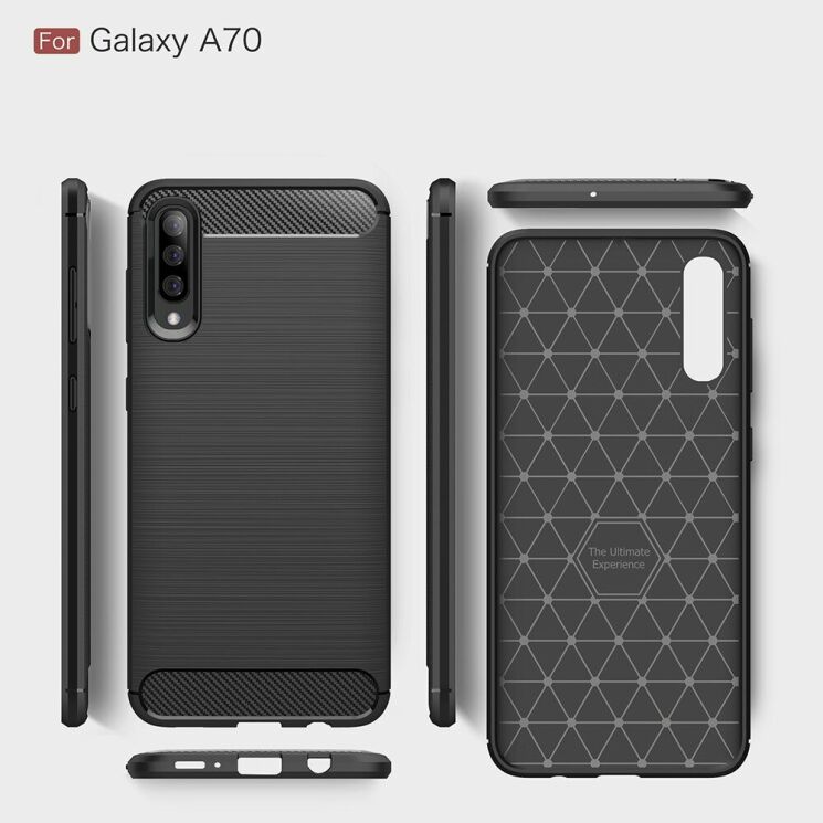 Силиконовый (TPU) чехол UniCase Carbon для Samsung Galaxy A70 (A705) - Black: фото 10 из 10