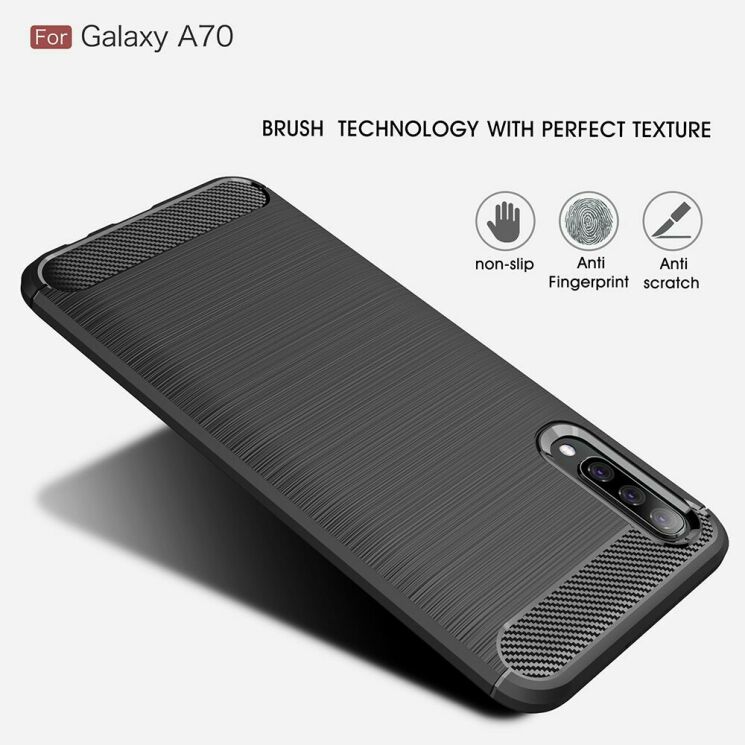 Силиконовый (TPU) чехол UniCase Carbon для Samsung Galaxy A70 (A705) - Black: фото 3 из 10