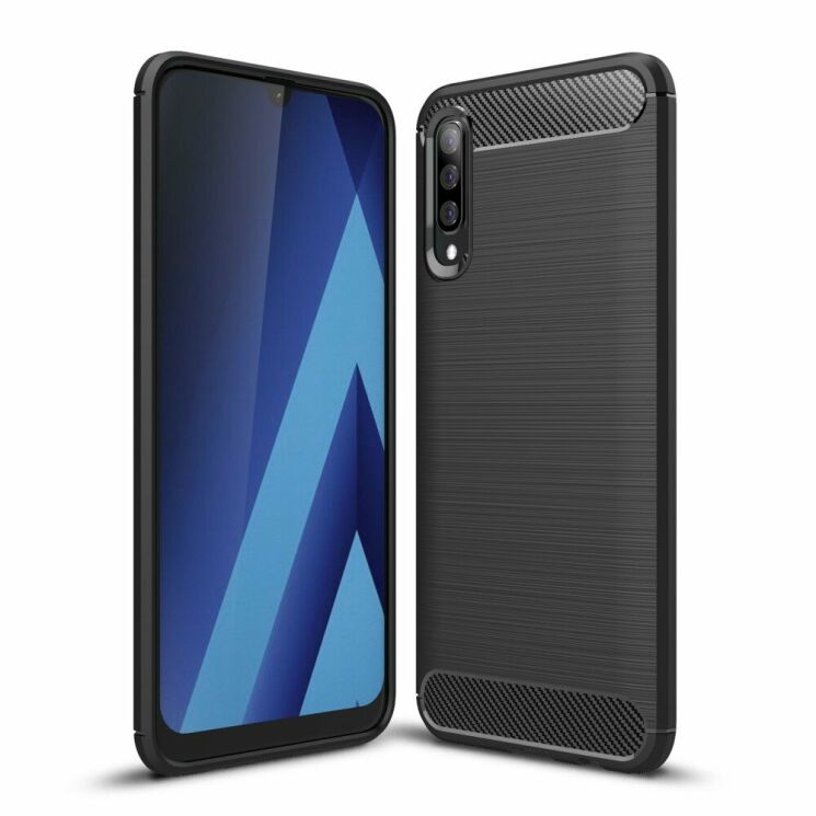 Силиконовый (TPU) чехол UniCase Carbon для Samsung Galaxy A70 (A705) - Black: фото 1 из 10