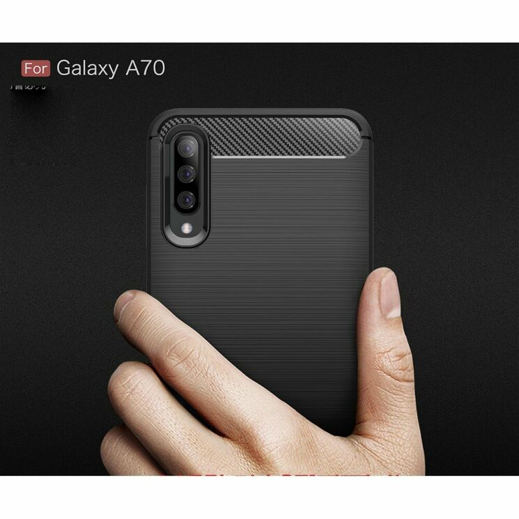 Силиконовый (TPU) чехол UniCase Carbon для Samsung Galaxy A70 (A705) - Black: фото 8 из 10