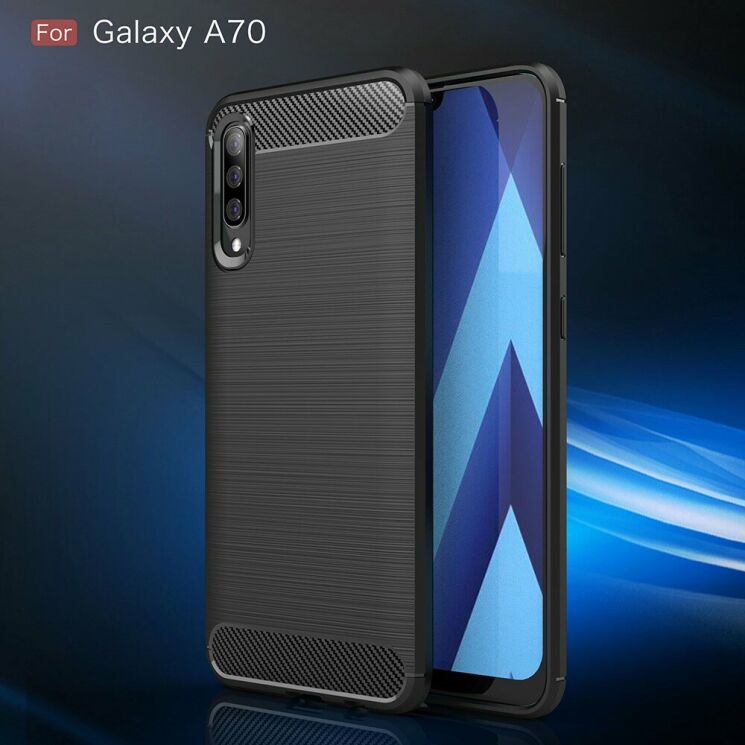 Силиконовый (TPU) чехол UniCase Carbon для Samsung Galaxy A70 (A705) - Black: фото 2 из 10