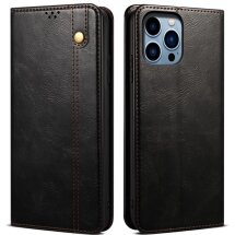 Защитный чехол UniCase Leather Wallet для Apple iPhone 16 Pro - Black: фото 1 из 6