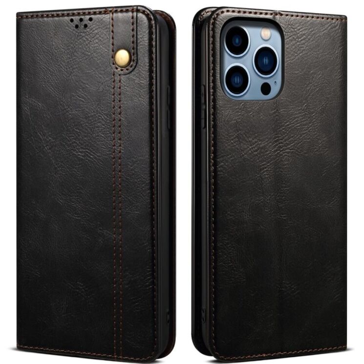 Защитный чехол UniCase Leather Wallet для Apple iPhone 16 Pro - Black: фото 1 из 6