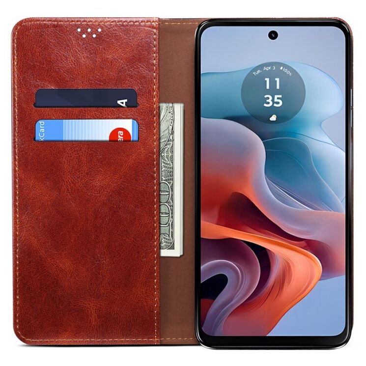 Захисний чохол UniCase Leather Wallet для Motorola Moto G24 Power - Brown: фото 2 з 6