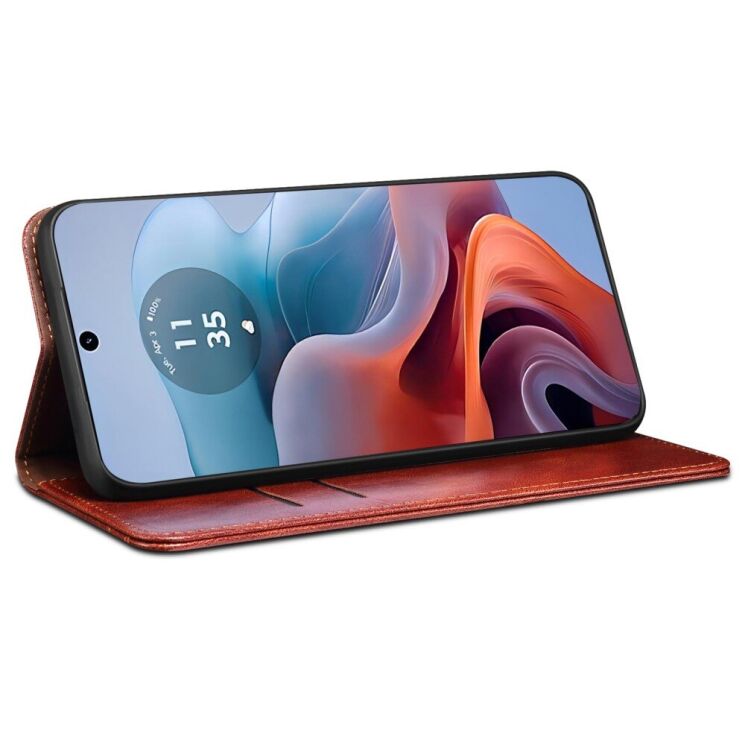 Захисний чохол UniCase Leather Wallet для Motorola Moto G24 Power - Brown: фото 3 з 6
