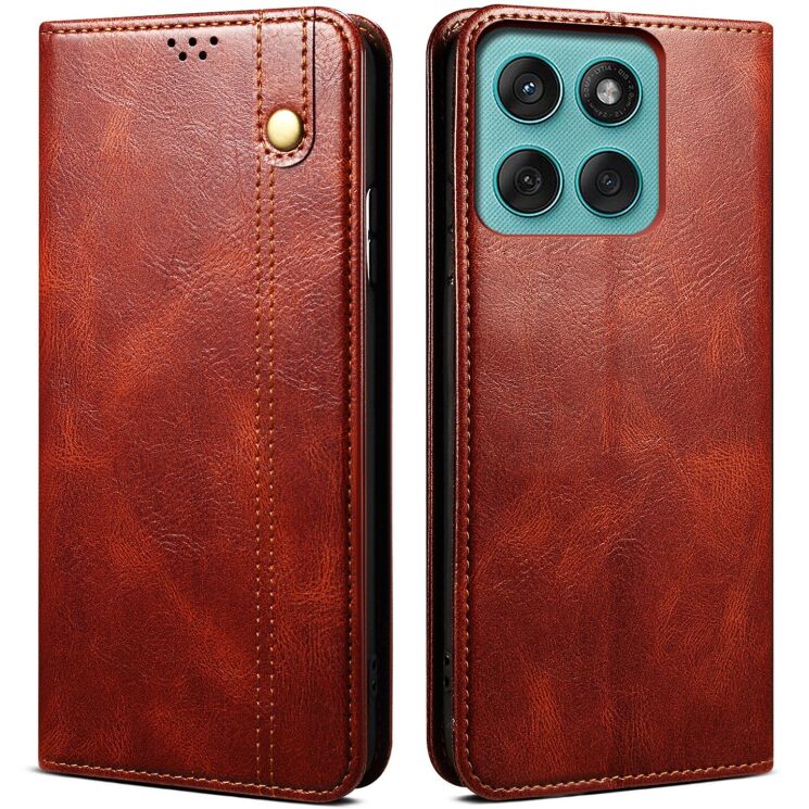 Защитный чехол UniCase Leather Wallet для Motorola Moto G56 - Brown: фото 1 из 7