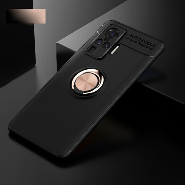 Чехол с магнитным кольцом UniCase Magnetic Ring для VIVO X50 Pro - Black / Rose Gold: фото 2 из 16