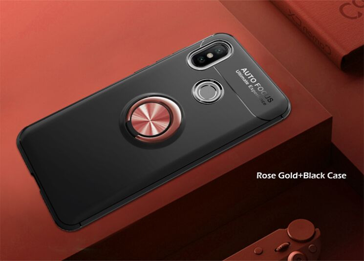 Чехол с магнитным кольцом UniCase Magnetic Ring для Xiaomi Mi 8 - Black / Rose Gold: фото 2 из 13