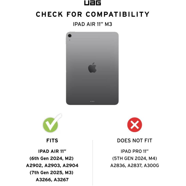 Защитный чехол URBAN ARMOR GEAR Essential Armor (FT) для iPad Air 11 M3/M2 (2025/2024) 124474114040 - Black: фото 13 из 15
