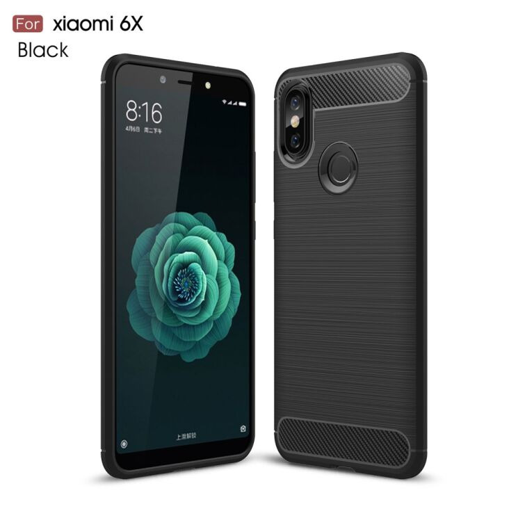 Силиконовый (TPU) чехол UniCase Carbon для Xiaomi Mi 6X / Mi A2 - Black: фото 1 из 10