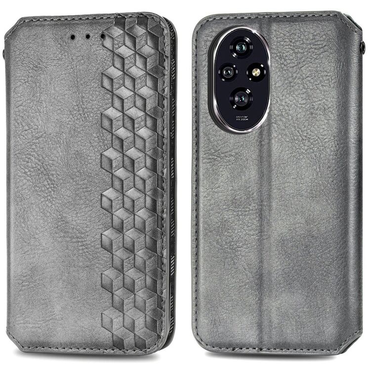 Чехол Deexe Rhombus Wallet для Honor 200 - Grey: фото 1 из 9