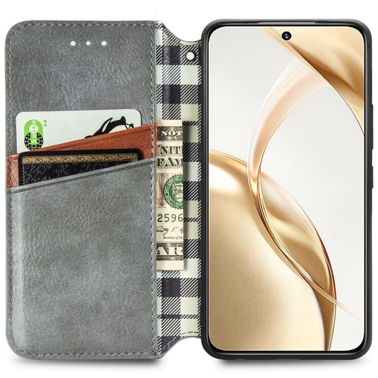 Чехол Deexe Rhombus Wallet для Honor 200 - Grey: фото 2 из 9