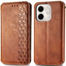 Чохол Deexe Rhombus Wallet для Infinix Smart 9 (X6532) - Brown: фото 1 з 10