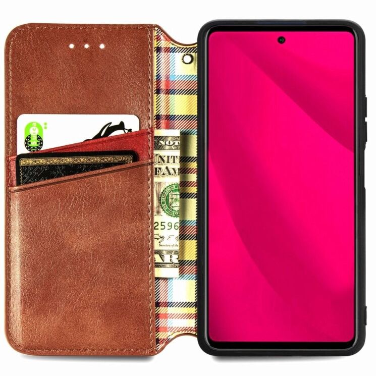 Чохол Deexe Rhombus Wallet для Infinix Smart 9 (X6532) - Brown: фото 2 з 10