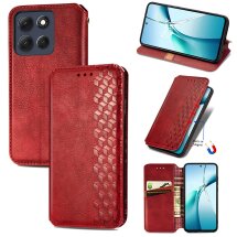 Чохол Deexe Rhombus Wallet для Motorola Moto G77 - Red: фото 1 з 8