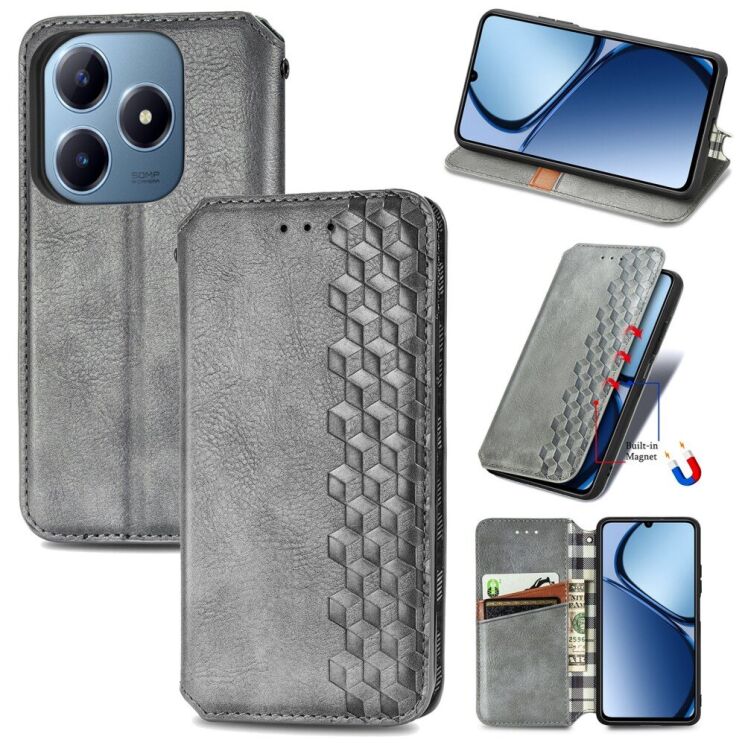 Чохол Deexe Rhombus Wallet для Realme C63 - Grey: фото 4 з 10