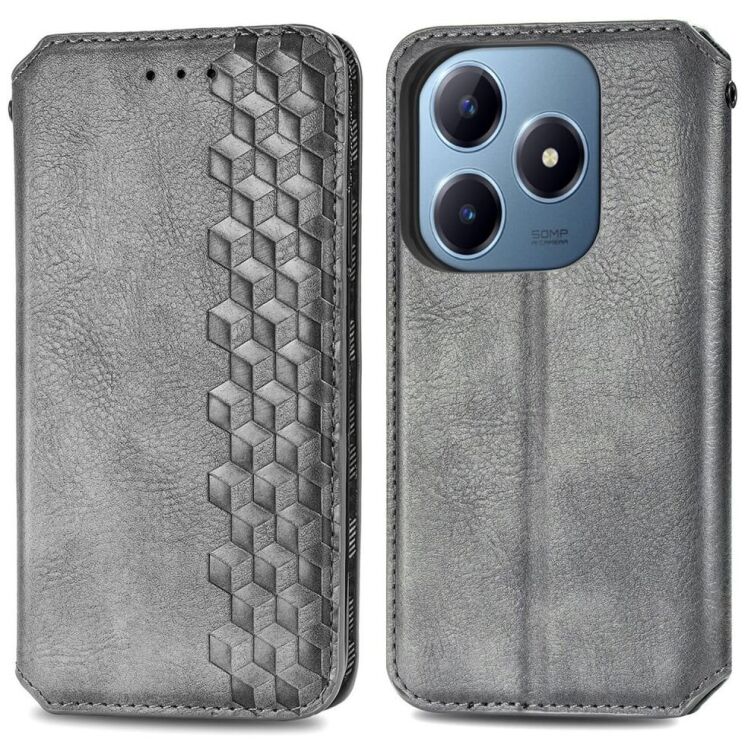 Чохол Deexe Rhombus Wallet для Realme C63 - Grey: фото 1 з 10