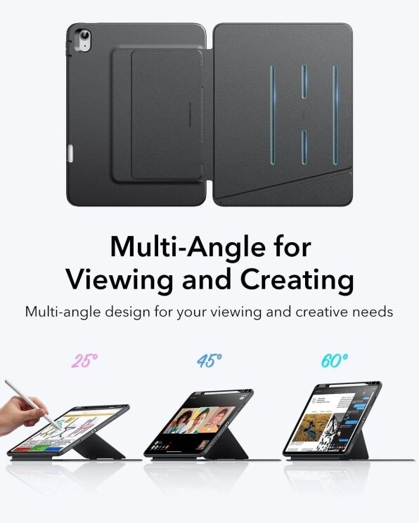Чехол ESR Flip Magnetic Case with Pencil Holder для Apple iPad Air 13 M3/M2 (2025/2024) 4894240267219 - Black: фото 5 из 10