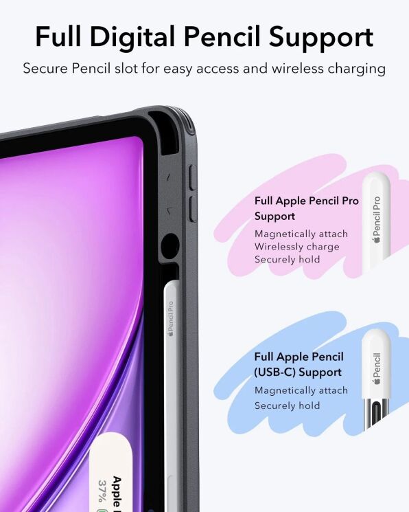 Чехол ESR Flip Magnetic Case with Pencil Holder для Apple iPad Air 13 M3/M2 (2025/2024) 4894240267219 - Black: фото 9 из 10