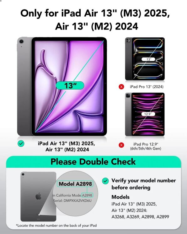 Чехол ESR Flip Magnetic Case with Pencil Holder для Apple iPad Air 13 M3/M2 (2025/2024) 4894240267219 - Black: фото 3 из 10