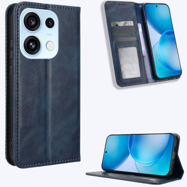 Чехол-книжка Deexe Retro Style для OPPO Reno 16 / 16 Pro - Blue: фото 2 из 18