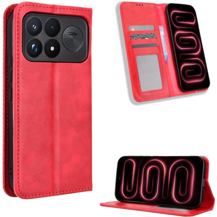 Чехол-книжка Deexe Retro Style для Xiaomi Poco F9 Ultra - Red: фото 2 из 20
