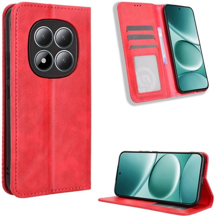 Чехол-книжка Deexe Retro Style для Xiaomi Redmi Note 15 Pro - Red: фото 2 из 19