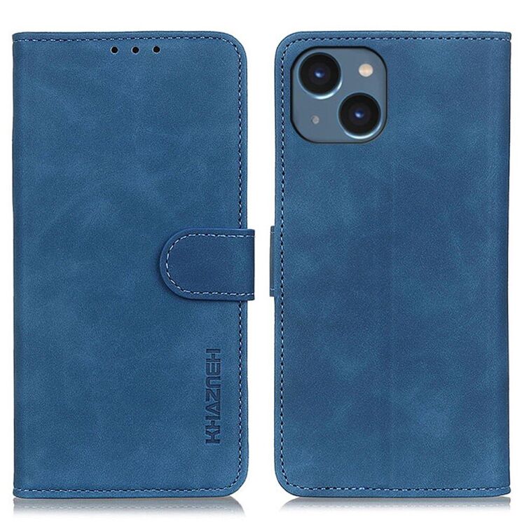 Чехол-книжка KHAZNEH Retro Wallet для Apple iPhone 15 - Blue: фото 1 из 9