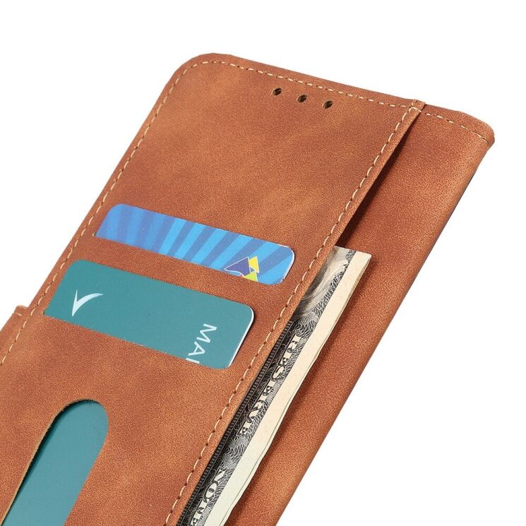 Чехол-книжка с застежкой KHAZNEH Retro Wallet для Motorola Moto G200 - Brown: фото 6 из 8