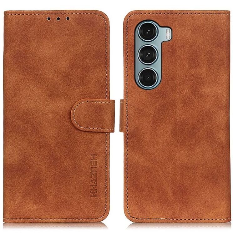 Чехол-книжка с застежкой KHAZNEH Retro Wallet для Motorola Moto G200 - Brown: фото 1 из 8