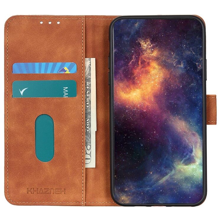 Чехол-книжка с застежкой KHAZNEH Retro Wallet для Motorola Moto G200 - Brown: фото 5 из 8