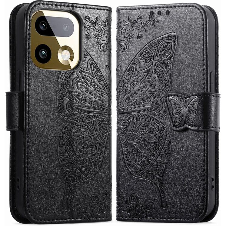 Чехол-книжка с рисунком UniCase Butterfly Pattern для Realme 16 Pro - Black: фото 1 из 9