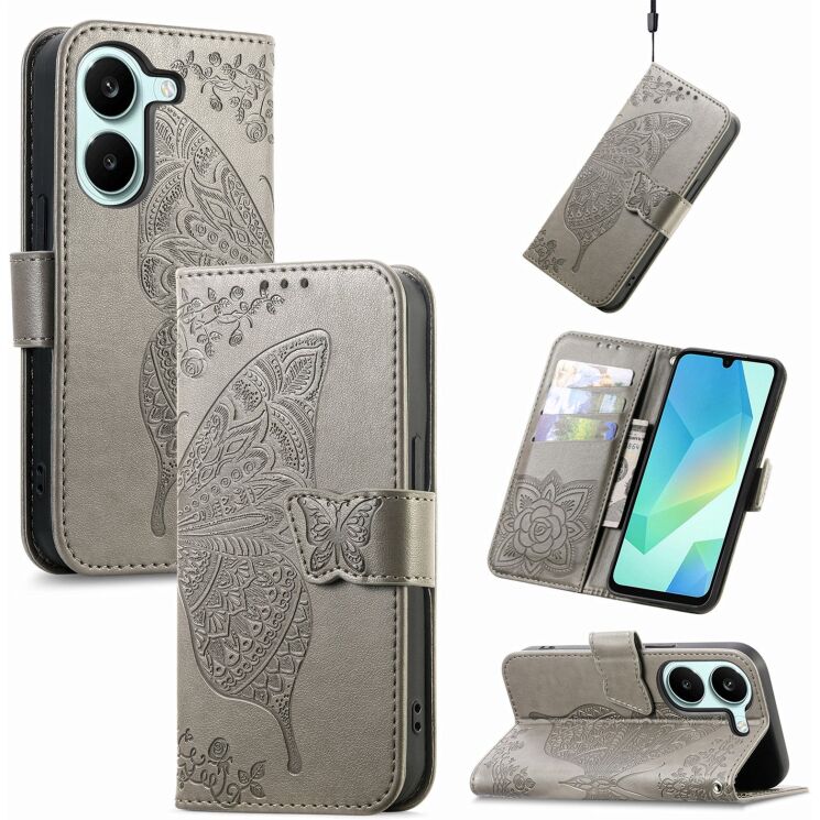 Чехол-книжка с рисунком UniCase Butterfly Pattern для Xiaomi Poco X8 Pro - Grey: фото 4 из 10