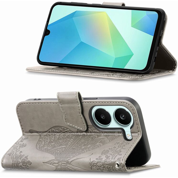 Чехол-книжка с рисунком UniCase Butterfly Pattern для Xiaomi Poco X8 Pro - Grey: фото 2 из 10
