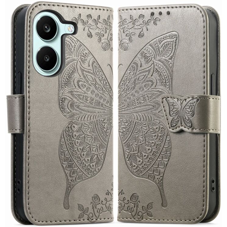 Чехол-книжка с рисунком UniCase Butterfly Pattern для Xiaomi Poco X8 Pro - Grey: фото 1 из 10
