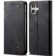 Чехол-книжка UniCase Jeans Wallet для Apple iPhone 16 - Black: фото 1 из 7