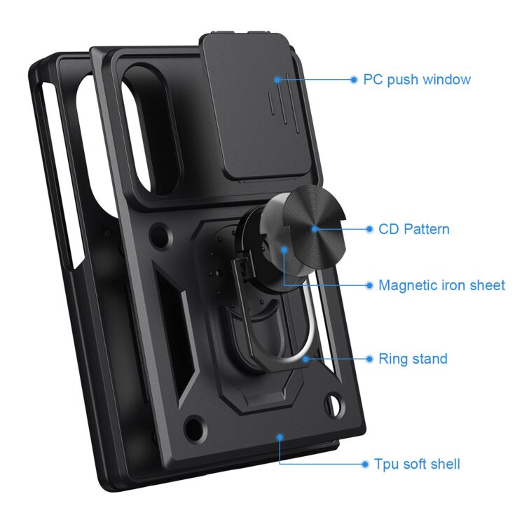 Чохол (PC+TPU) з підставкою Deexe Armor Shield (FF) для Samsung Galaxy Fold 8 - Blue: фото 4 з 9