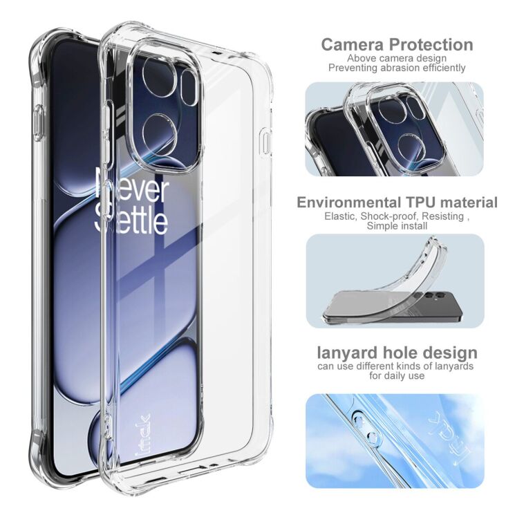 Чохол з посиленими кутами IMAK Airbag MAX Case для OnePlus 15R / Ace 6 / Ace 6T - Transparent: фото 5 з 8