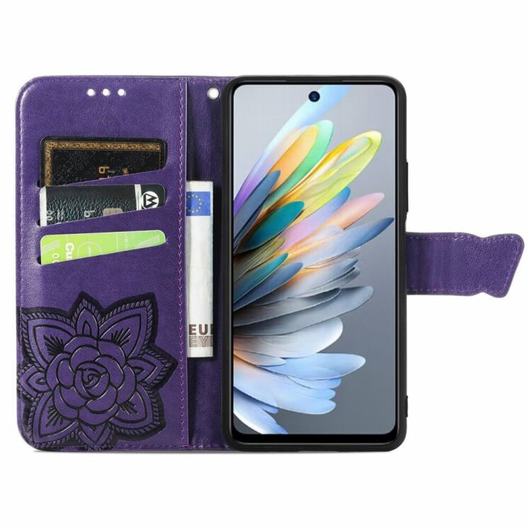 Чехол UniCase Butterfly Pattern для Motorola Moto G35 - Dark Purple: фото 2 из 7