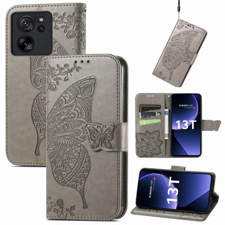 Чехол UniCase Butterfly Pattern для Xiaomi 13T / 13T Pro - Grey: фото 4 из 9