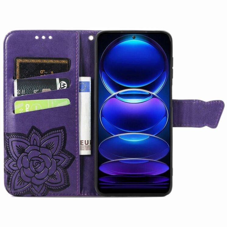 Чехол UniCase Butterfly Pattern для Xiaomi Poco X5 Pro / Redmi Note 12 Pro 5G - Purple: фото 2 из 8