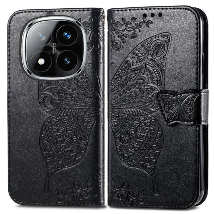 Чехол UniCase Butterfly Pattern для Xiaomi Redmi Note 14 Pro - Black: фото 2 из 11