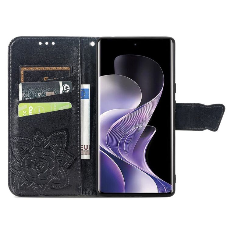 Чехол UniCase Butterfly Pattern для Xiaomi Redmi Note 14 Pro - Black: фото 3 из 11