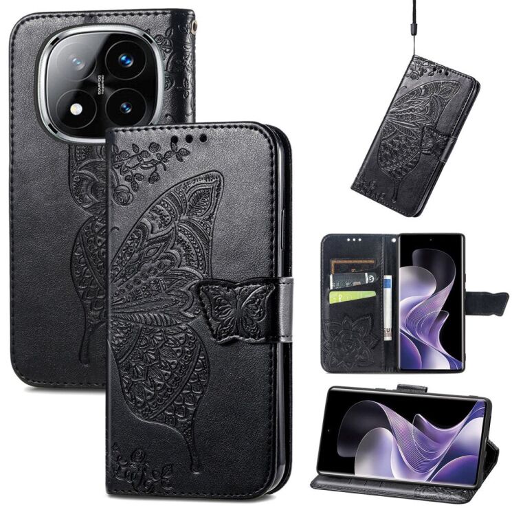 Чехол UniCase Butterfly Pattern для Xiaomi Redmi Note 14 Pro - Black: фото 1 из 11